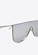 Mask-Framed Metal Sunglasses