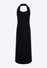 فستان طويل بحمالات عنق