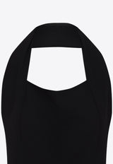 فستان طويل بحمالات عنق