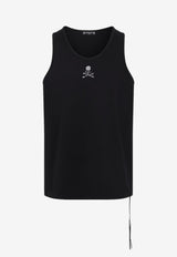 Crystal Embellished Skull Sleeveless T-shirt