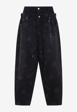Skull-Print Wide-Leg Easy Jeans