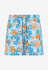 Moorea Jungle Turtles Print Swim Shorts