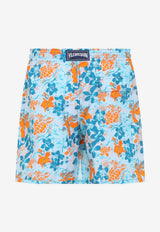 Moorea Jungle Turtles Print Swim Shorts