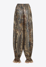Voyage Imaginaire Print Silk Pants