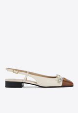 Paneled VLogo Leather Ballet Flats