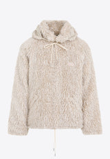 جاكيت من الفراء الاصطناعي برقعة شعار بسحّاب