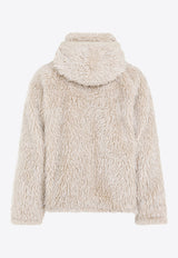 جاكيت من الفراء الاصطناعي برقعة شعار بسحّاب