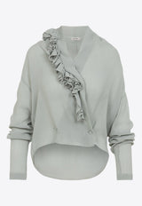 Ruffled Sheer V-neck Top