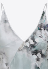 Floral Print Satin Midi Dress