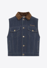 Logo-Embroidered Denim Vest
