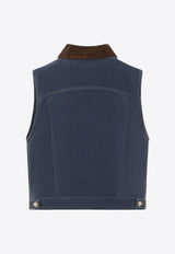 Logo-Embroidered Denim Vest