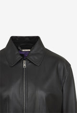 Leather Zip-Up Bomber Jacket