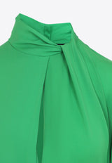 Pleated Silk Midi Dress