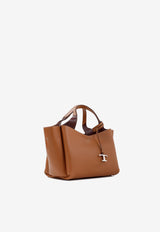 Logo Stamped Grained Leather Top Handle Bag