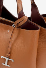 Logo Stamped Grained Leather Top Handle Bag