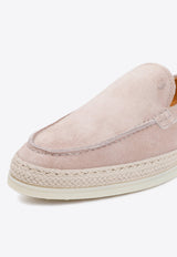 Suede Loafers with Embossed-Logo