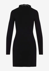 فستان قصير طويل الأكمام بسلسلة