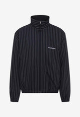 Striped Jacket with Embroidered-Logo