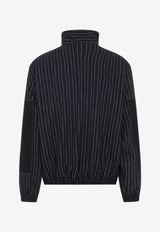 Striped Jacket with Embroidered-Logo