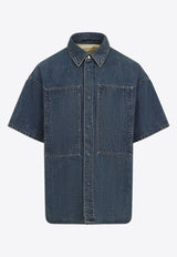 قميص دنيم قصير الأكمام