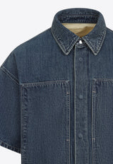 قميص دنيم قصير الأكمام