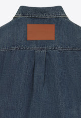 قميص دنيم قصير الأكمام