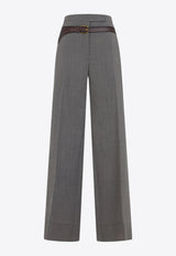 بنطال مُفصّل من مزيج الصوف بحزام