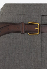 بنطال مُفصّل من مزيج الصوف بحزام