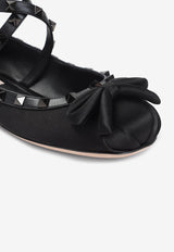 Rockstud Satin Ballet Flats