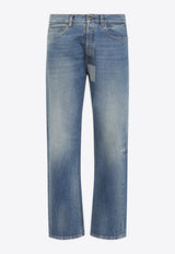 Patched Straight-Leg Jeans
