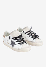 Super Star Leather Sneakers with Glittered Star and Heel