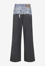 Stitched Straight-Leg Jeans