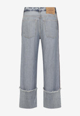 Rhinestone-Embellished Turn-Up Jeans