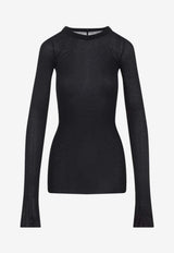 Ribbed Long-Sleeved Silk-Blend T-shirt