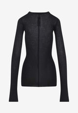 Ribbed Long-Sleeved Silk-Blend T-shirt