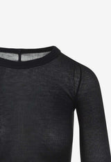 Ribbed Long-Sleeved Silk-Blend T-shirt