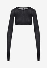 Ribbed Cropped Silk-Blend T-shirt