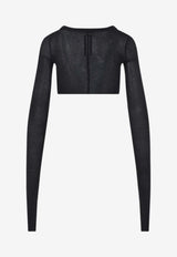 Ribbed Cropped Silk-Blend T-shirt
