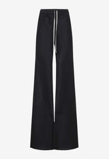 Drawstring Bias Flared-Leg Pants
