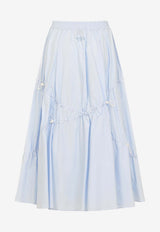 Drawstring Flared Midi Skirt