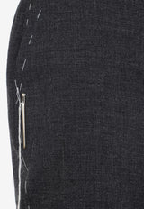 Contrasted-Stitch Wool Pants