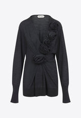 Floral-Applique Wool Sweater