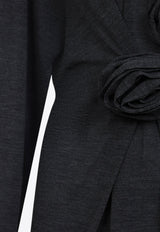 Floral-Applique Wool Sweater