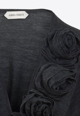 Floral-Applique Wool Sweater