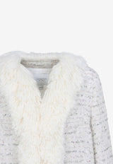 Fur-Trimmed Short Wool Coat