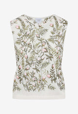 Floral-Embroidered Cashmere and Silk Top