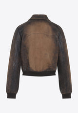 Vintage Leather Zip-Up Jacket