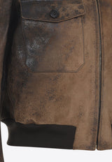 Vintage Leather Zip-Up Jacket