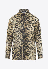 Leopard Print Silk-Blend Shirt
