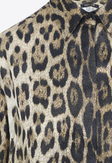 Leopard Print Silk-Blend Shirt